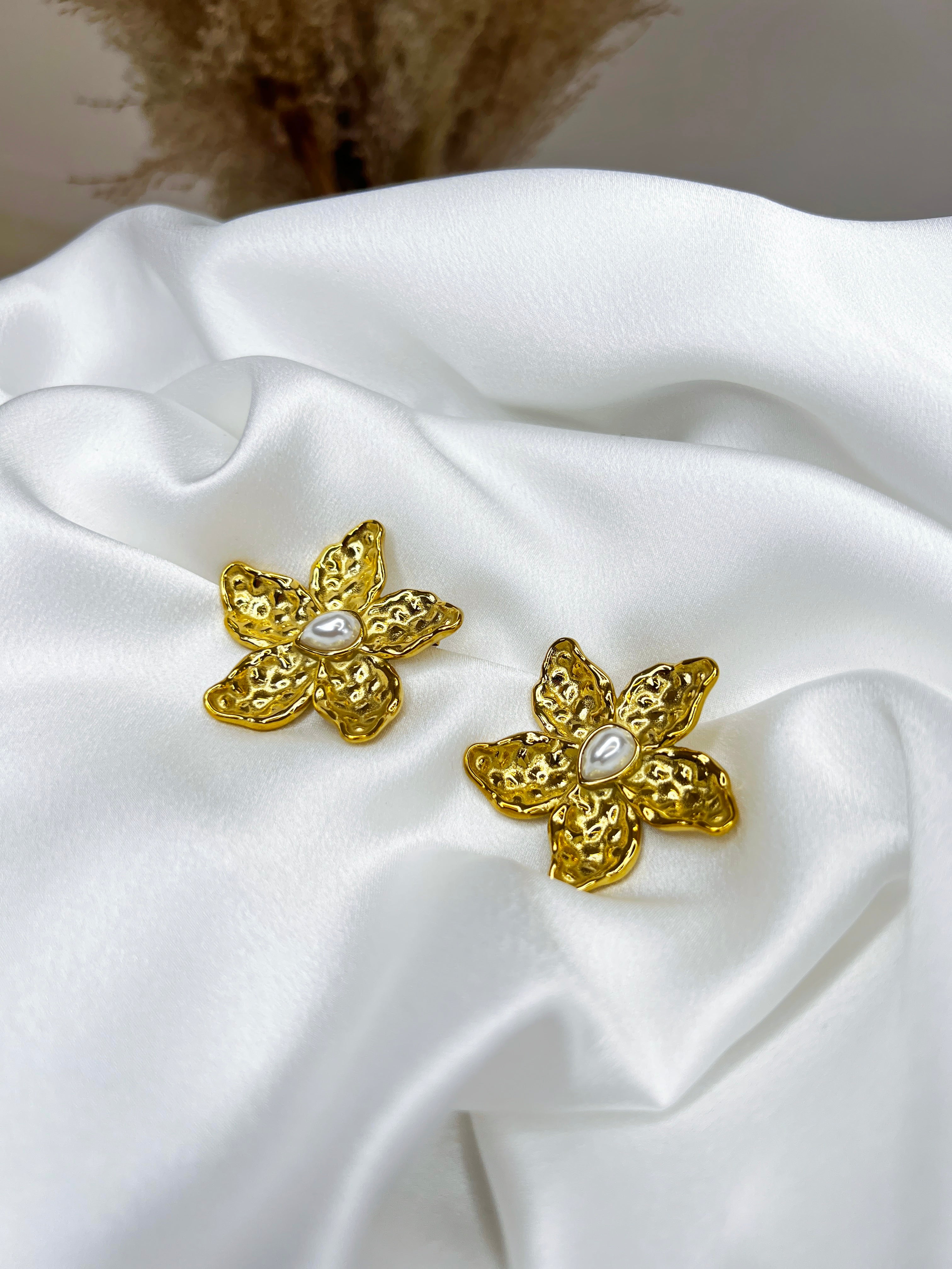 Pendientes flor perla