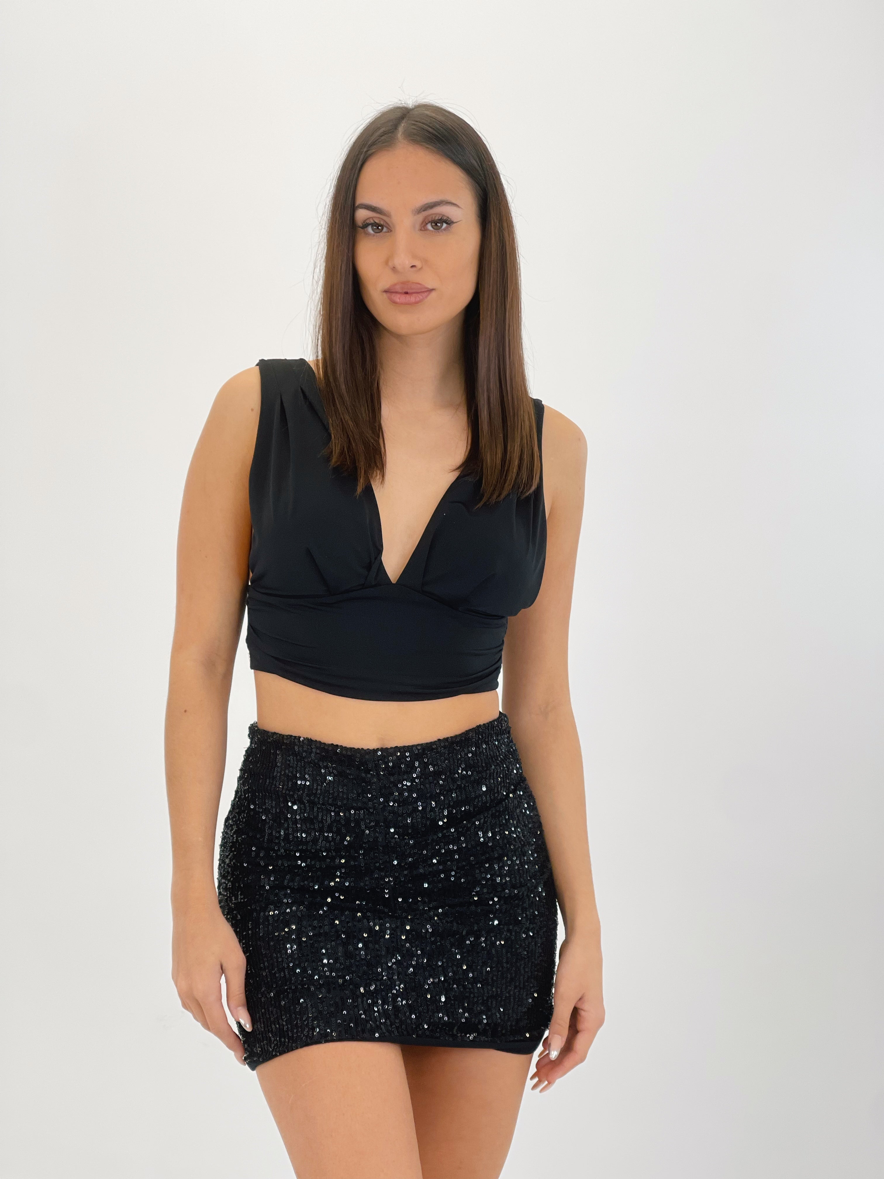 Falda frunces lentejuelas